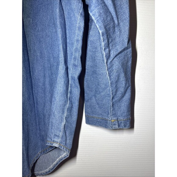 Monique Fashions Shirt Womens Vintage Sz 10 Blue Acid Wash Rhinestone Stud Mode - Picture 7 of 8